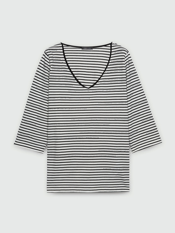 T-shirt a righe con strass