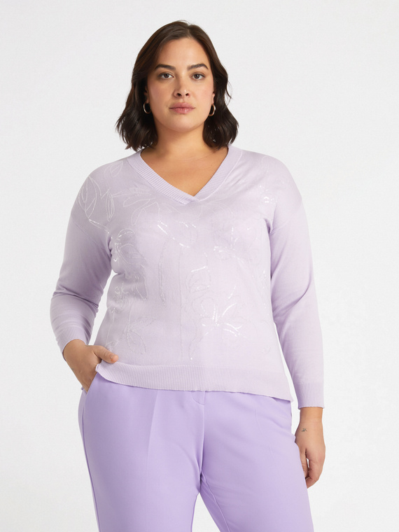 Maglia con ricamo floreale