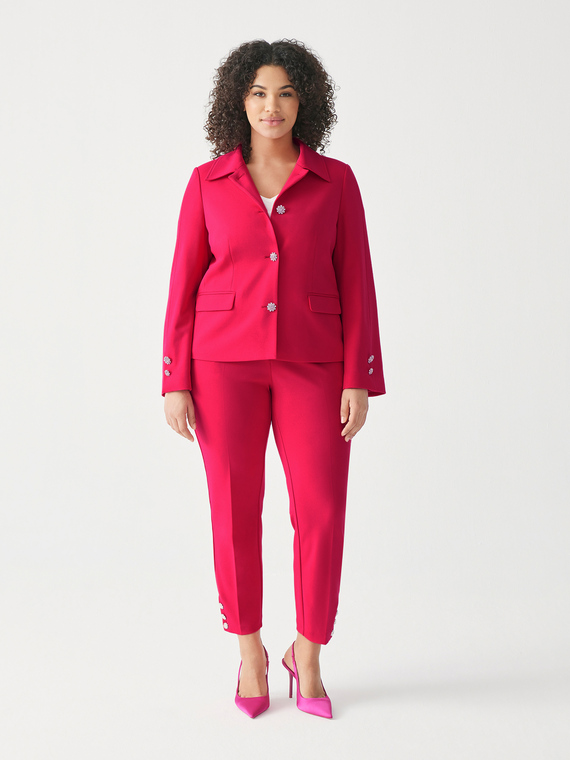 Pantaloni New York in tessuto stretch con bottoni gioiello