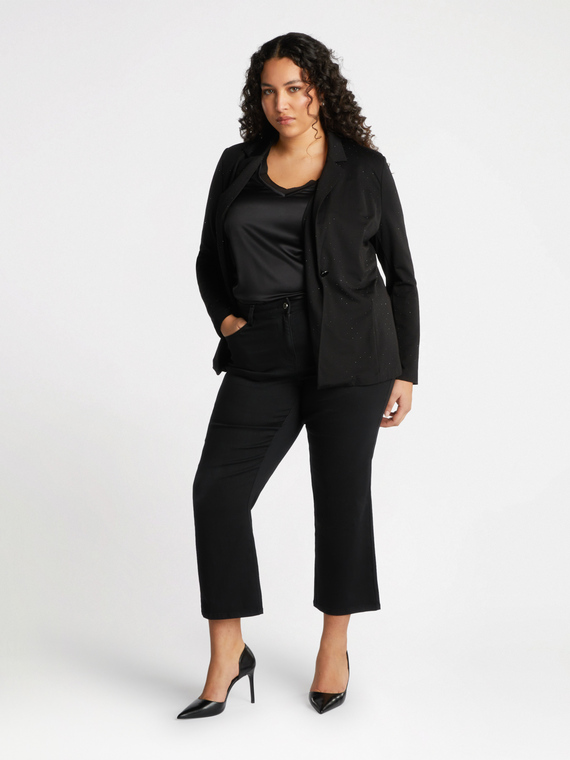 Top in due tessuti con scollo a V