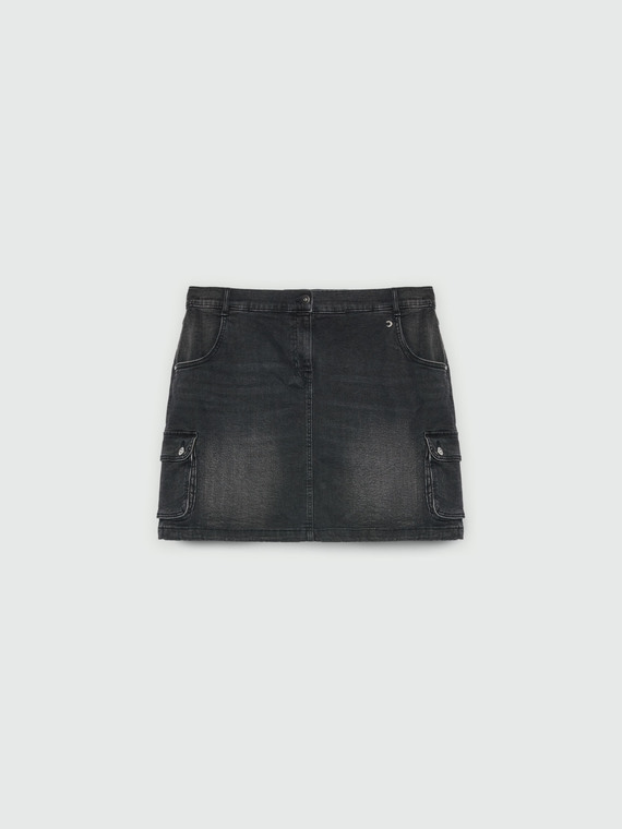 Denim cargo skirt