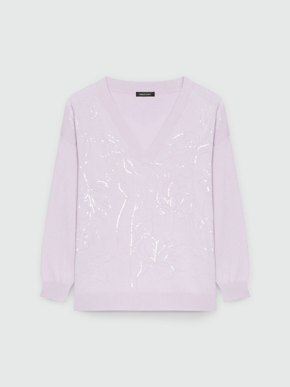 Maglia con ricamo floreale