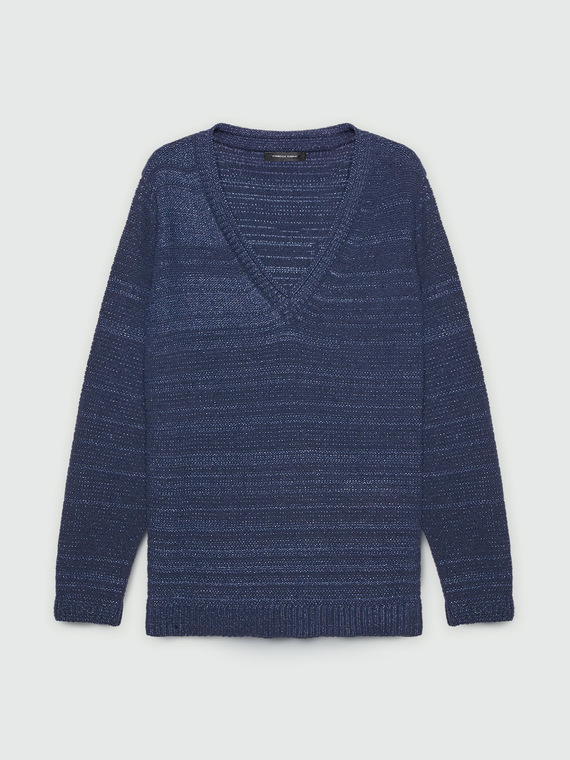 Lurex sweater with V-neck