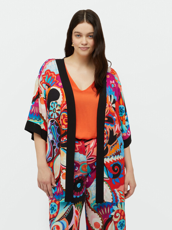 Mehrfarbiger Kimono mit LENZING™ ECOVERO™ Viskose