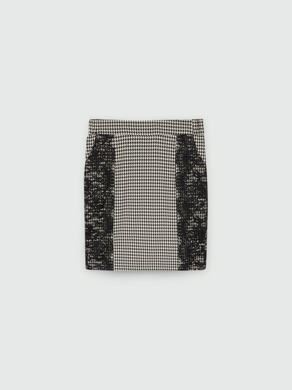 Houndstooth skirt with lace