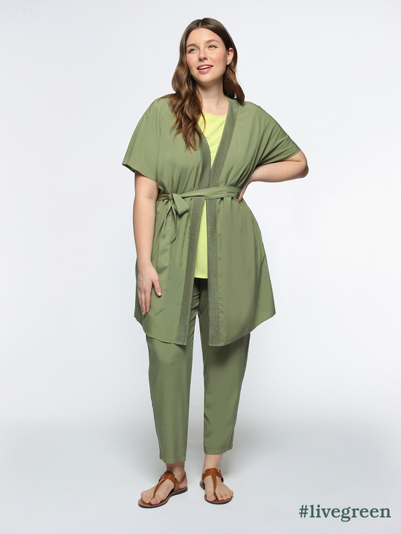 Long ECOVERO™ viscose blouse with belt