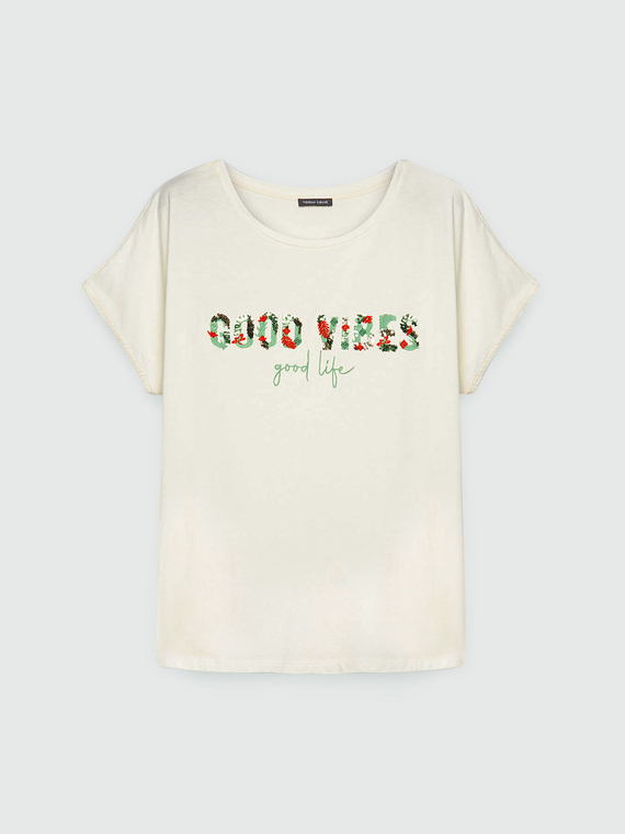 T-shirt with embroidered writing