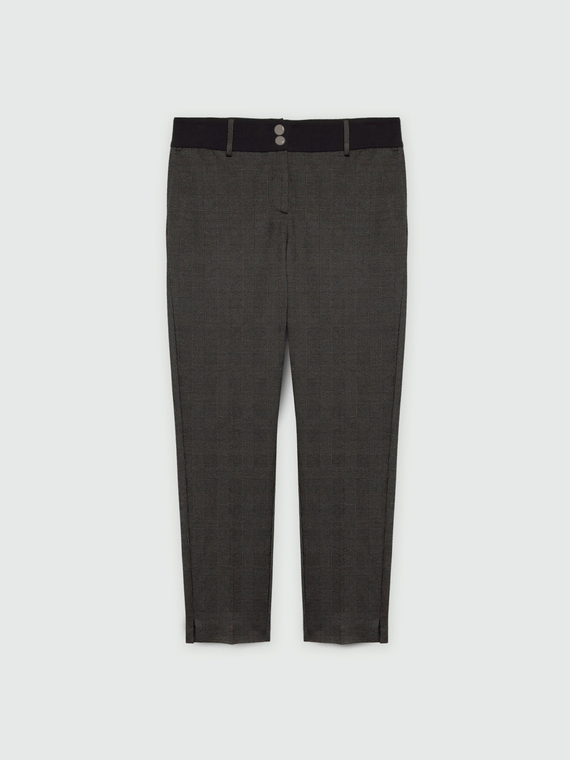 Checkered trousers with elasticated waist