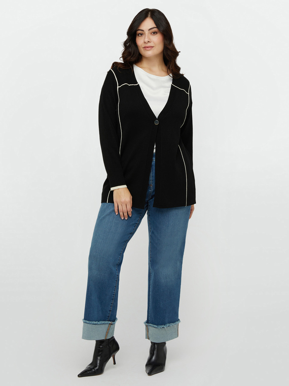 Cardigan with contrasting edges