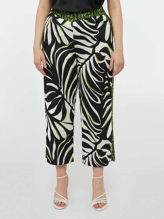 Foliage print trousers