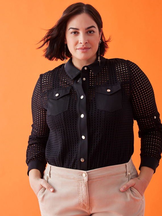 Camicia in felpa traforata