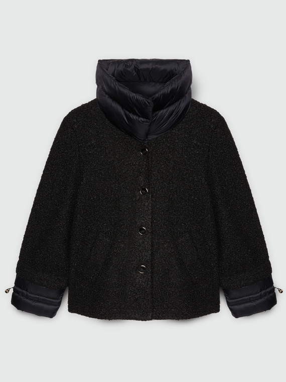 Nylon and bouclé fabric winter jacket